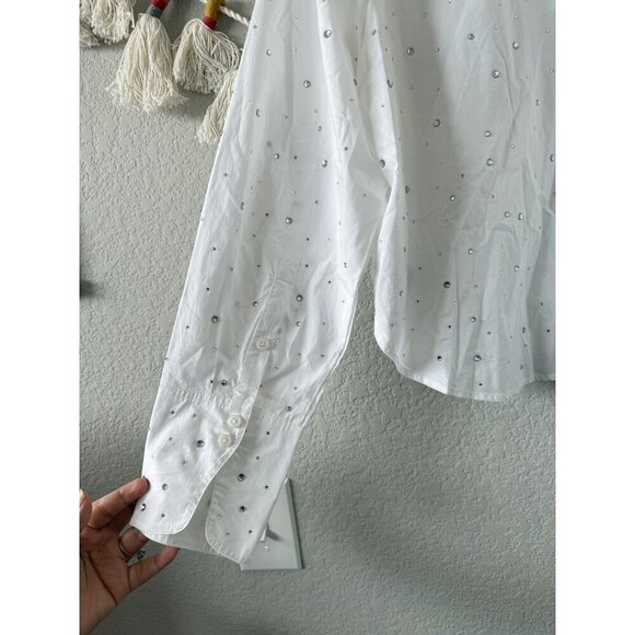 J. crew Cropped Garcon Button Up With Crystals Organic Cotton Glam Careerwear 16 - Picture 10 of 10
